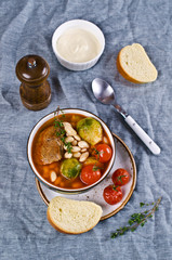 Meat soup with beans