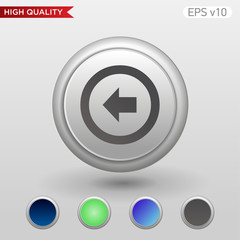Colored icon or button of back arrow symbol with background