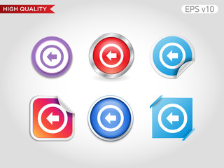 Colored icon or button of back arrow symbol with background