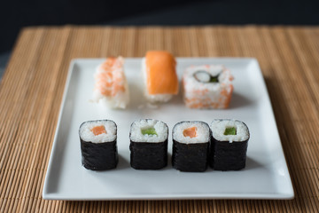 Sushi Set sashimi and sushi rolls