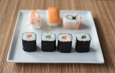 Sushi Set sashimi and sushi rolls