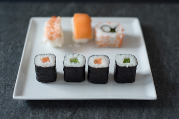 Sushi Set sashimi and sushi rolls