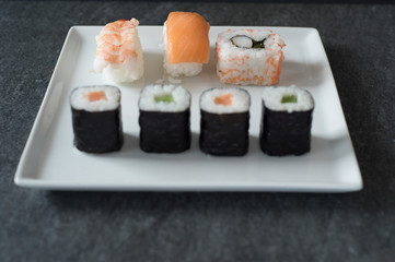 Sushi Set sashimi and sushi rolls