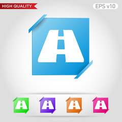 Colored icon or button of road symbol with background