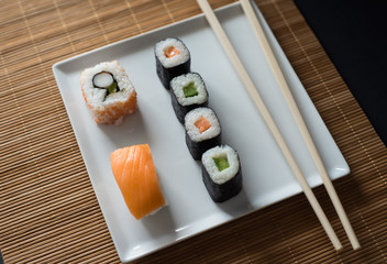 Sushi Set sashimi and sushi rolls