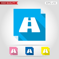Colored icon or button of road symbol with background