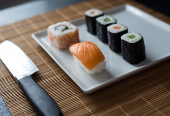 Sushi Set sashimi and sushi rolls