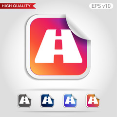 Colored icon or button of road symbol with background