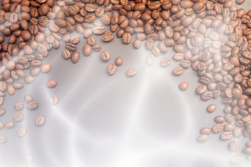 Closeup coffee beans on black wood