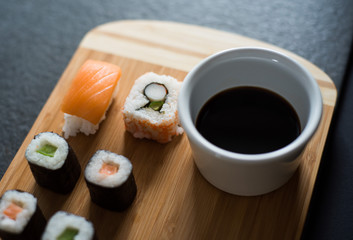 Sushi Set sashimi and sushi rolls