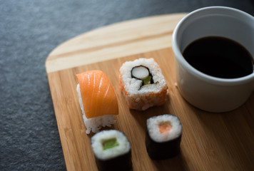 Sushi Set sashimi and sushi rolls