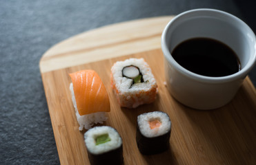 Sushi Set sashimi and sushi rolls