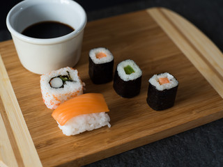 Sushi Set sashimi and sushi rolls