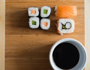 Sushi Set sashimi and sushi rolls