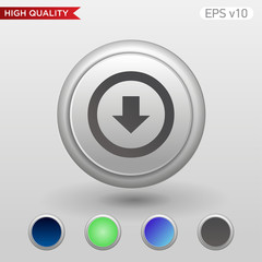 Colored icon or button of down arrow symbol with background