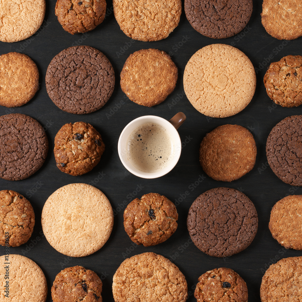 Wall mural Various cookies and coffee