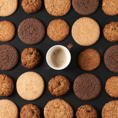 Various cookies and coffee