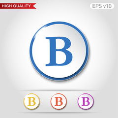 Colored icon or button of B letter symbol with background