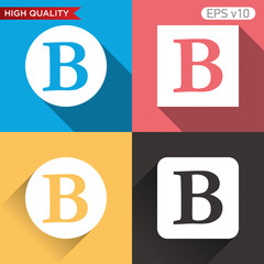 Colored icon or button of B letter symbol with background