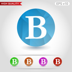 Colored icon or button of B letter symbol with background