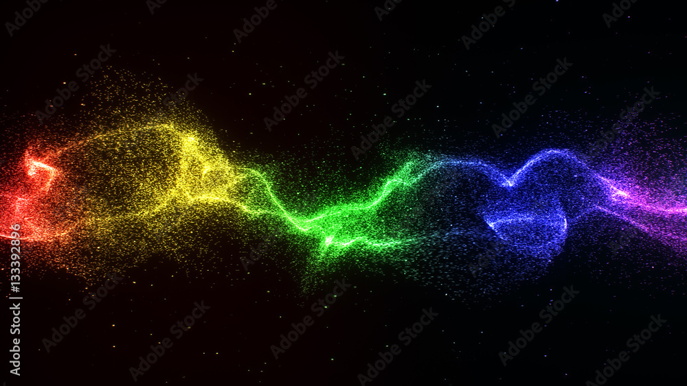 Wall mural colorful energy wave particle element.