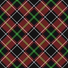 Seamless Pattern Similar to the Scottish Tartan. Executed in Black and Red Colors. 