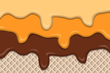 Vintage ice creams with wafer abstract background. Vector illustration