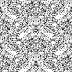 Vector Seamless Monochrome Ornate Pattern