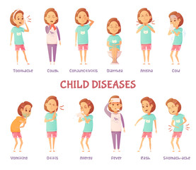 Infantile Diseases Symptoms Set