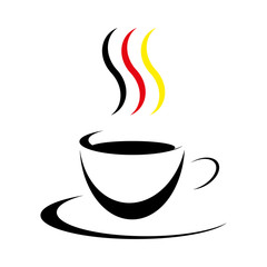 Kaffee Tasse Schwarz Rot Gold