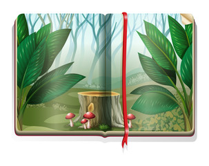 Book with forest scene