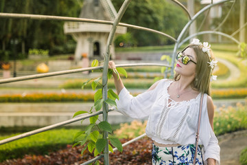 Young Caucasian Woman On The Park Alone