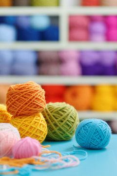 Close Up of Colorful Balls Of Wool.