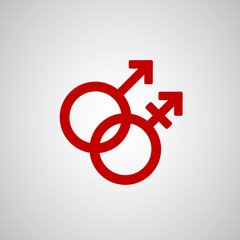 Trans gender red symbol on gray background