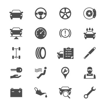 Auto service flat icons