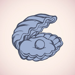 Pearl in shell. Vector drawing