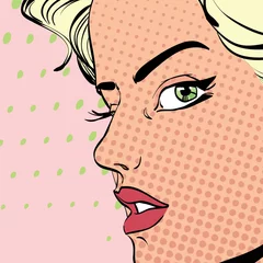 Fotobehang Pop Art Strict woman with short hair looking questioningly  © Nataliya