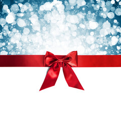 Red gift bow on white