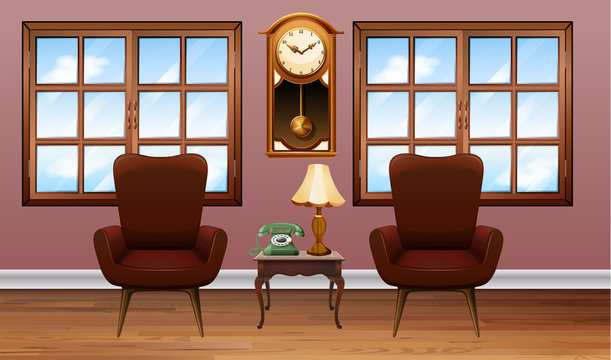 Room with two brown armchairs