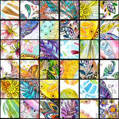 colorful seamless texture with ethnic patchwork pattern. waterco