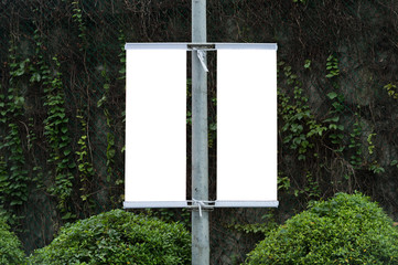  Large blank billboard on a street wall,  banners with room to add your own text