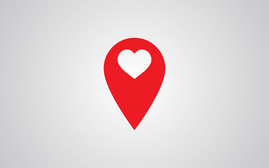 Marker location icon with heart