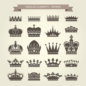 Heraldic crowns set - monarchy coronet and elite symbols