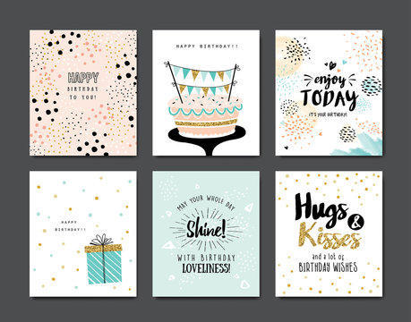 Set of birthday greeting cards