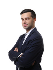 Handsome young man on white background