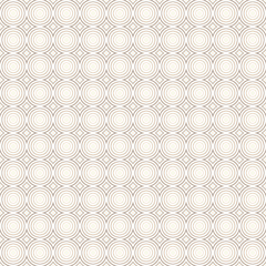 Seamless geometric pattern of concentric circles. Shades of light brown. Transparent background. 