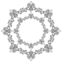 Elegant vector round black ornament in classic style. Abstract traditional pattern with oriental elements, Classic vintage pattern