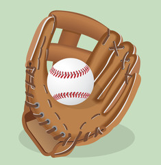 Vector realistic illustration. Baseball glove and ball.