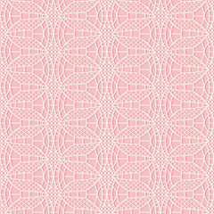 Seamless delicate lacy cloth. White mesh on a pink background.
