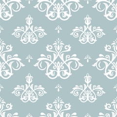 Seamless classic vector light blue and white pattern. Traditional orient ornament. Classic vintage background